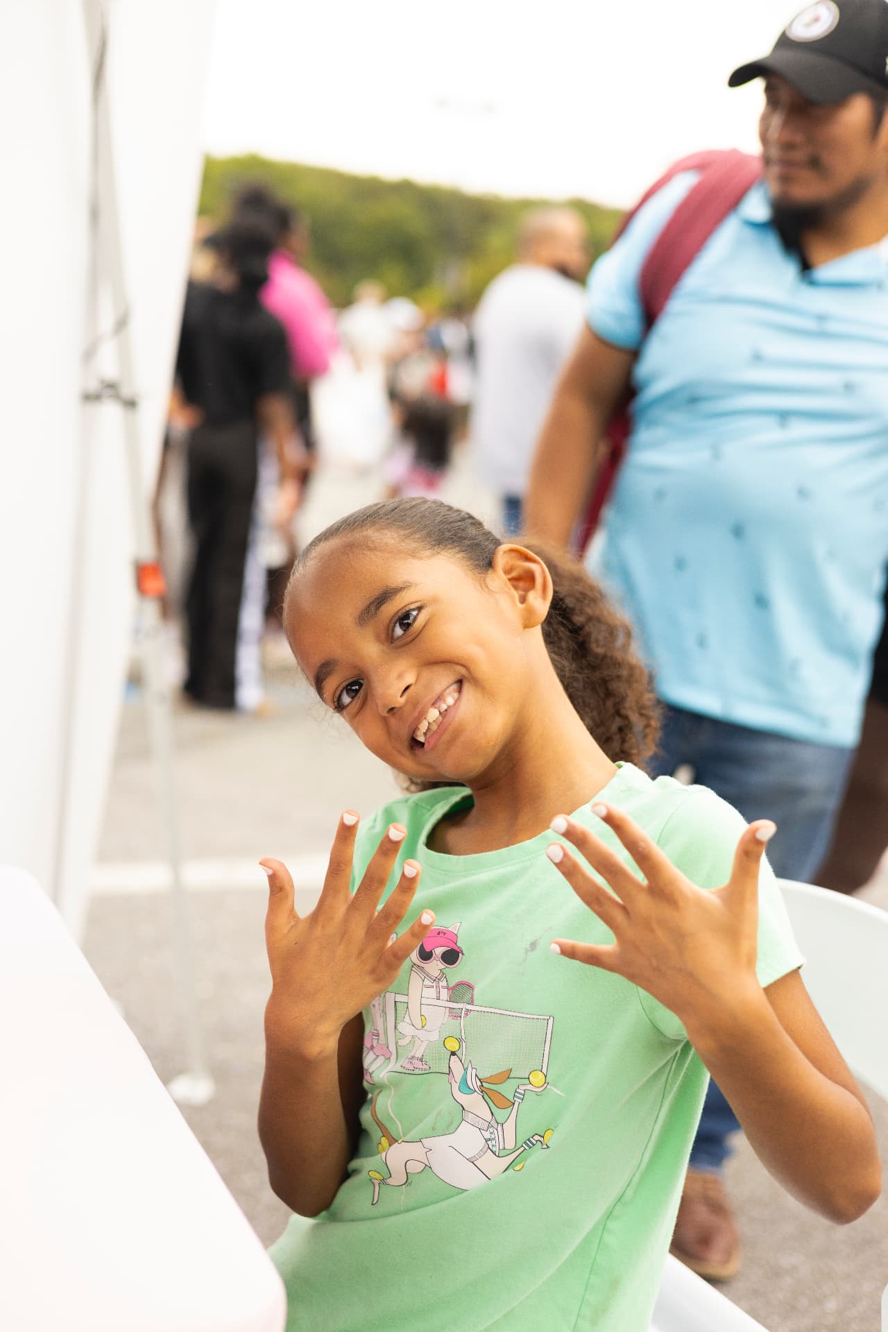 Fresh nails at the Bubble Gum Spa tent